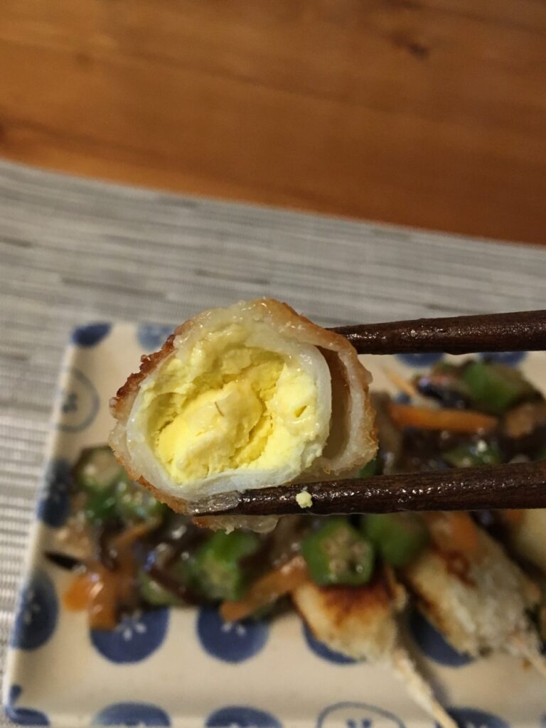 うずらの卵フライの断面