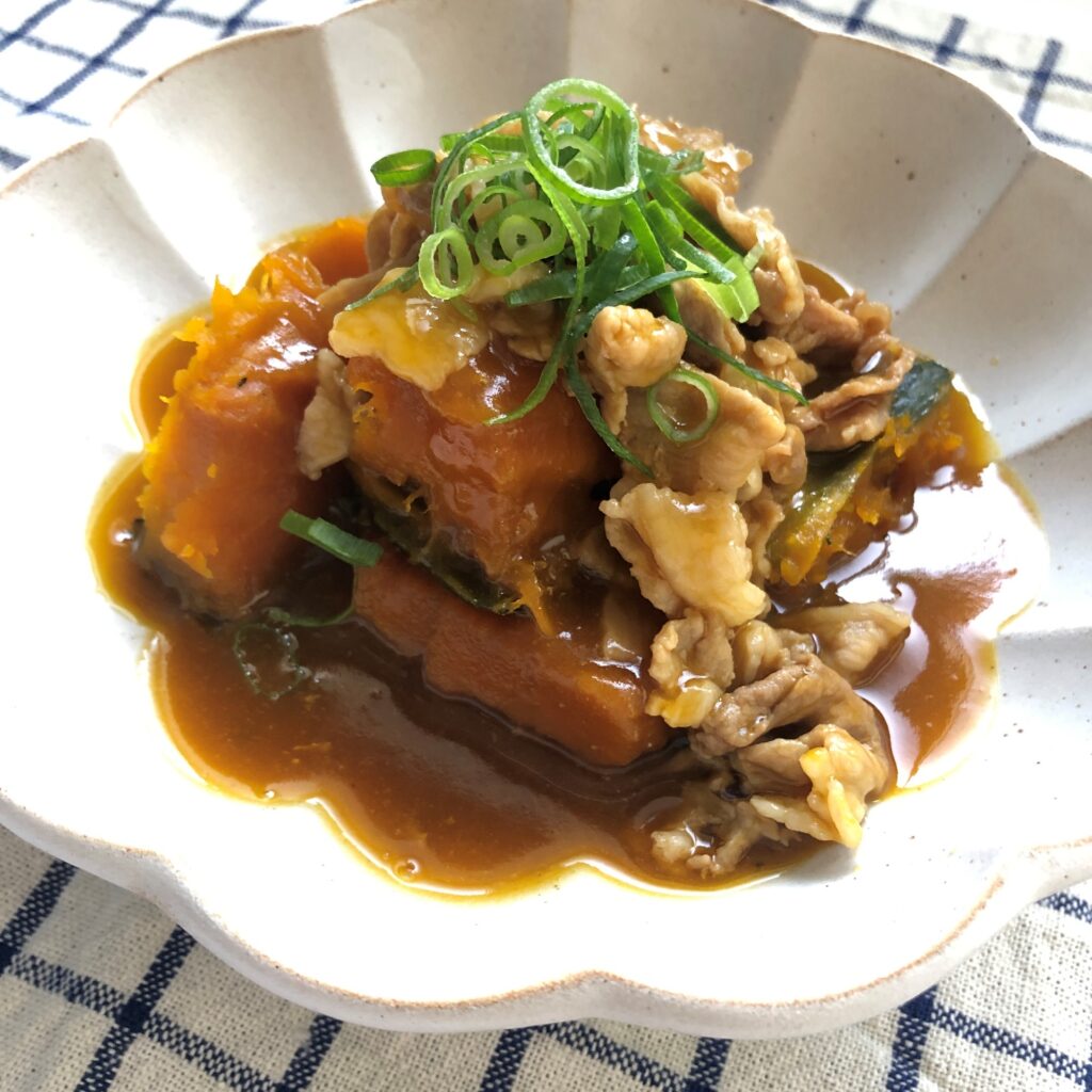 北海道産かぼちゃと豚肉の煮物